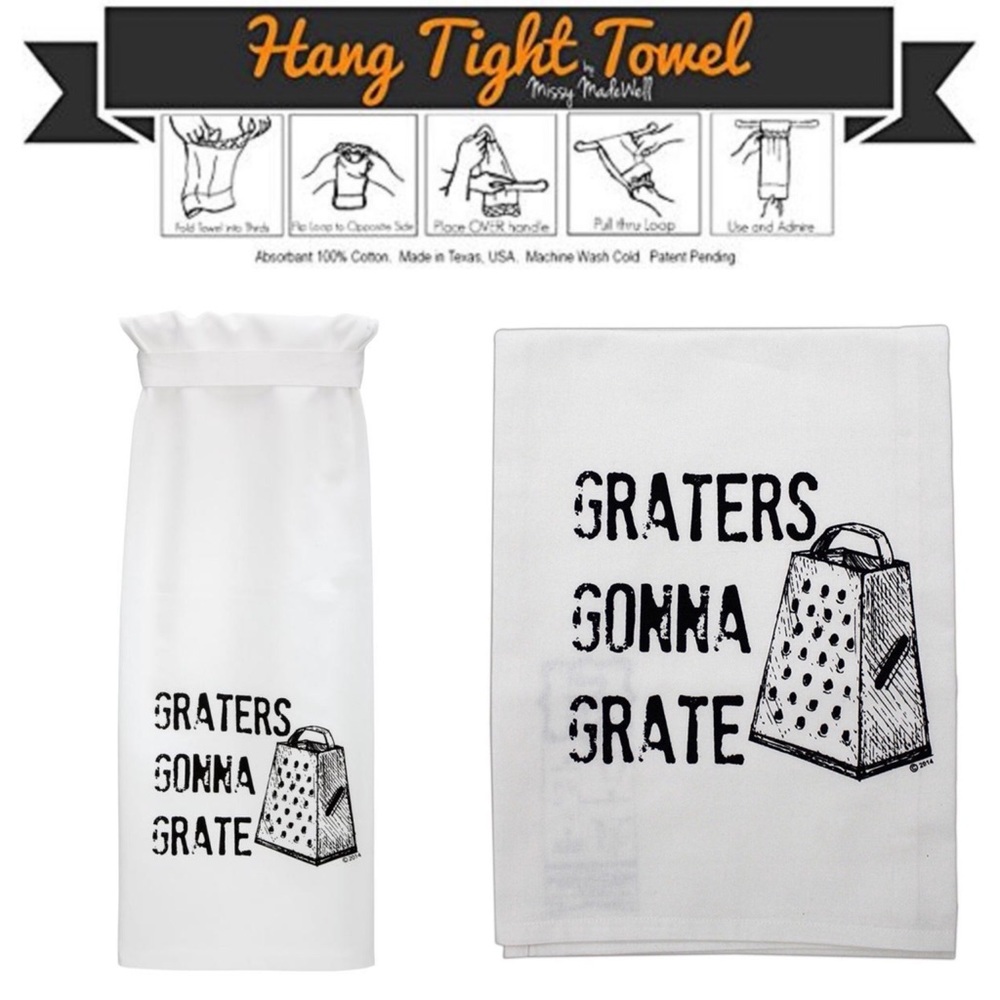 🆕 GRATERS Flour Sack Dish Towel HANG TIGHT TOWEL